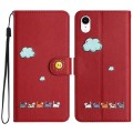 For iPhone XR Cartoon Cats Leather Phone Case(Red)
