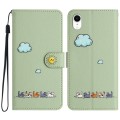 For iPhone XR Cartoon Cats Leather Phone Case(Green)
