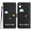 For iPhone XR Cartoon Cats Leather Phone Case(Black)