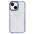 For iPhone 15 360 Clear PC Hybrid  TPU Phone Case with Card Slot(Royal Blue)