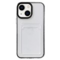 For iPhone 15 360 Clear PC Hybrid  TPU Phone Case with Card Slot(Black)