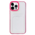 For iPhone 15 Pro 360 Clear PC Hybrid  TPU Phone Case with Card Slot(Rose Red)