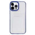 For iPhone 15 Pro 360 Clear PC Hybrid  TPU Phone Case with Card Slot(Royal Blue)
