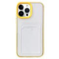 For iPhone 15 Pro 360 Clear PC Hybrid  TPU Phone Case with Card Slot(Yellow)