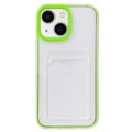 For iPhone 14 Plus 360 Clear PC Hybrid  TPU Phone Case with Card Slot(Green)