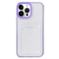 For iPhone 14 Pro Max 360 Clear PC Hybrid  TPU Phone Case with Card Slot(Purple)