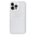 For iPhone 14 Pro Max 360 Clear PC Hybrid  TPU Phone Case with Card Slot(White)
