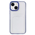 For iPhone 13 360 Clear PC Hybrid  TPU Phone Case with Card Slot(Royal Blue)