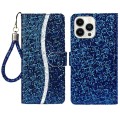 For iPhone 15 Pro Max Glitter Powder Filp Leather Phone Case(Blue)