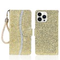 For iPhone 15 Pro Max Glitter Powder Filp Leather Phone Case(Gold)