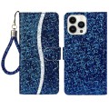 For iPhone 15 Pro Glitter Powder Filp Leather Phone Case(Blue)