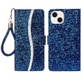 For iPhone 15 Plus Glitter Powder Filp Leather Phone Case(Blue)