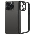 For iPhone 15 Pro Max Fine Pore Frosted TPU + Transparent PC Phone Case(Black)