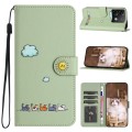 For Xiaomi Redmi Note 13 4G Cartoon Cats Leather Phone Case(Green)