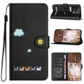 For Xiaomi Redmi Note 13 4G Cartoon Cats Leather Phone Case(Black)