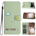 For Xiaomi Poco X6 Pro Cartoon Cats Leather Phone Case(Green)