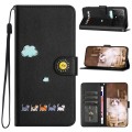 For Xiaomi Poco X6 Pro Cartoon Cats Leather Phone Case(Black)
