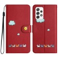 For Samsung Galaxy A52 5G / 4G Cartoon Cats Leather Phone Case(Red)