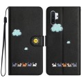 For Samsung Galaxy Note10+ Cartoon Cats Leather Phone Case(Black)