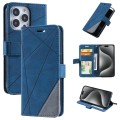 For iPhone 15 Pro Skin Feel Splicing Leather Phone Case(Blue)