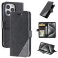 For iPhone 15 Pro Skin Feel Splicing Leather Phone Case(Black)