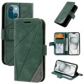 For iPhone 15 Skin Feel Splicing Leather Phone Case(Green)