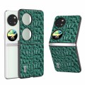 For Huawei Pocket 2 ABEEL Genuine Leather Canopy Black Edge Phone Case(Green)
