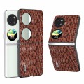 For Huawei Pocket 2 ABEEL Genuine Leather Canopy Black Edge Phone Case(Brown)