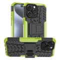 For  iPhone 15 Pro Max Tire Texture TPU + PC Phone Case with Holder(Green)