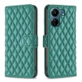 For Xiaomi Redmi 13C Diamond Lattice Wallet Leather Flip Phone Case(Green)