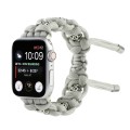 For Apple Watch SE 2023 44mm Silk Silver Beads Braided Watch Band(Grey)