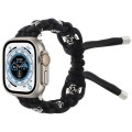 For Apple Watch Ultra 2 49mm Silk Silver Beads Braided Watch Band(Black)