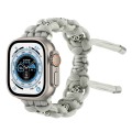 For Apple Watch Ultra 49mm Silk Silver Beads Braided Watch Band(Grey)