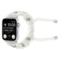 For Apple Watch Series 8 41mm Silk Silver Beads Braided Watch Band(White)