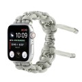 For Apple Watch Series 8 45mm Silk Silver Beads Braided Watch Band(Grey)