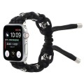 For Apple Watch SE 40mm Silk Silver Beads Braided Watch Band(Black)