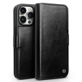 For iPhone 15 Pro Max QIALINO Classic 103 Buckle Genuine Leather Phone Case(Black)