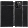 For iPhone 15 Pro Max GEBEI Top-grain Horizontal Flip Leather Phone Case(Black)