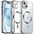 For iPhone 15 Plus Magsafe Magnetic Transparent Electroplated TPU Phone Case(Silver)