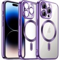 For iPhone 14 Pro Max Magsafe Magnetic Transparent Electroplated TPU Phone Case(Purple)