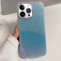 For iPhone 15 Pro Max Electroplated Frame IMD Glitter Powder Phone Case(Silver Blue)