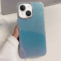 For iPhone 15 Plus Electroplated Frame IMD Glitter Powder Phone Case(Silver Blue)
