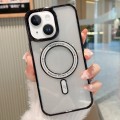 For iPhone 14 Plus MagSafe Magnetic Transparent TPU Electroplated Phone Case(Black)