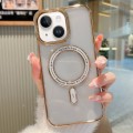 For iPhone 14 MagSafe Magnetic Transparent TPU Electroplated Phone Case(Gold)