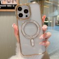 For iPhone 14 Pro MagSafe Magnetic Transparent TPU Electroplated Phone Case(Gold)
