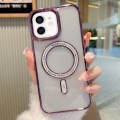 For iPhone 11 MagSafe Magnetic Transparent TPU Electroplated Phone Case(Purple)