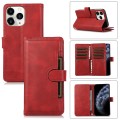 For iPhone 11 Pro Max Wristband Card Slot Leather Phone Case(Red)