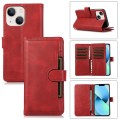 For iPhone 13 Wristband Card Slot Leather Phone Case(Red)