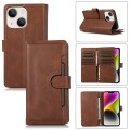 For iPhone 14 Wristband Card Slot Leather Phone Case(Coffee)