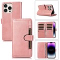 For iPhone 14 Pro Wristband Card Slot Leather Phone Case(Rose Gold)